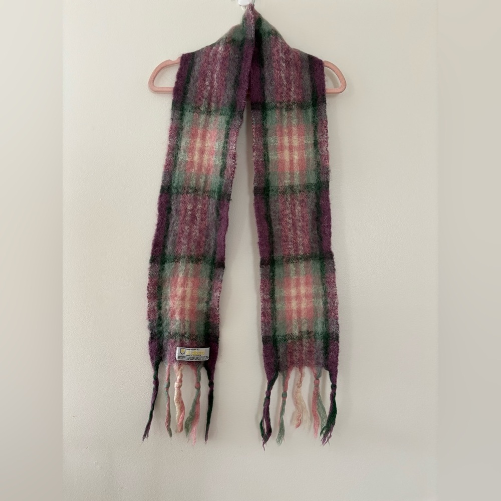 Vintage Pure Mohair St. Albans Scarf Pink Green Purple Made in Australia